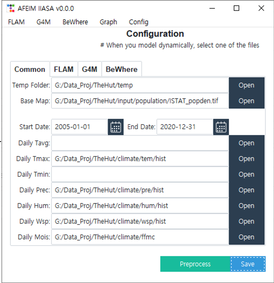 Configuration, Common tab